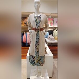 Loft women's wool blend long sleeve open duster cardigan Sz SMALL